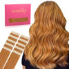 Picture of WENNALIFE Tape in Hair Extensions Human Hair Auburn Ginger Tape in Extensions, 10pcs 25g 16 inch Remy Invisible Tape Ins Straight Colored Soft Real Human Hair Tape in Extensions Refill Set Extensions