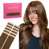 Picture of WENNALIFE Tape in Hair Extensions Human Hair Light Auburn Brown Tape in Extensions, 10pcs 25g 16 inch Remy Invisible Tape Ins Straight Colored Soft Real Human Hair Tape in Extensions Refill Set