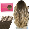 Picture of WENNALIFE Tape in Hair Extensions Human Hair, 20pcs 40g 12 inch Ombre Walnut Brown to Ash Brown and Bleach Blonde Remy Hair Extensions Straight Human Hair Tape in Extensions Skin Weft Tape Extensions