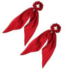 Picture of Pack of 2 Knotted Bow Hair Scrunchies Elastic Hair Scarf Black Hair Ties Bands Satin Hair Ribbon Scrunchy Red Ponytail Holder for Women and Girls (Burgundy)