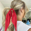 Picture of Pack of 2 Knotted Bow Hair Scrunchies Elastic Hair Scarf Black Hair Ties Bands Satin Hair Ribbon Scrunchy Red Ponytail Holder for Women and Girls (Burgundy)