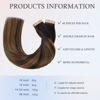 Picture of DOORES Tape in Hair Extensions Human Hair, Balayage Dark Brown to Chestnut Brown 100g 40pcs 18 Inch, Hair Extensions Natural Hair Extensions Remy Straight Hair Skin Weft