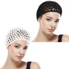Picture of WLLHYF Net Shower Cap 2 PCS Drying Curly Hair Care Spa Hat Wrap Cover Stretchy Knit Nets Hairnet Mesh Crochet Sleep Back Bathing Sleeping Bonnet(black/white)