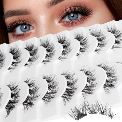 Picture of Lashes Cluster Cat Eye Lashes Natural Look Wispy Lash Extension Clusters C Curl Individual Lashes False Clear Band Eyelashes By MilyBest