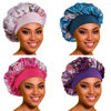 Picture of Satin Bonnet Hair Bonnet for Sleeping- 4 Pack Large Silk Bonnets for Black Women with Elastic Soft Band for Hair Care