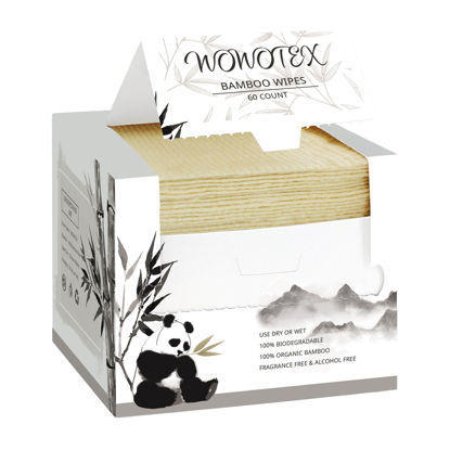 Picture of WOWOTEX Bamboo Rayon Disposable Face Towel Biodegradable Large Dry Face Wipes 240 Count / 4 Boxes Extra Thick Soft Clean Facial Towels for Sensitive Skin, Makeup Removing, Facial Cleansing, Nursing