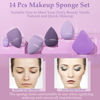 Picture of 14 Pcs Makeup Sponge Set, Beauty Sponges Blender with 4 Pcs Powder Puff and 4 Pcs Mini Make up Sponges for Liquid,Foundation,Powder,Concealer,Cream (Purple)