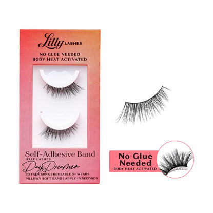 Picture of Lilly Lashes Self Adhesive Eyelashes (Half Lashes), No Lash Glue Needed, Body Heat Activated Press on Lashes, Reusable Self Adhesive Eyelashes Up to 5x, Easy to Apply & Remove (DayDreamer)