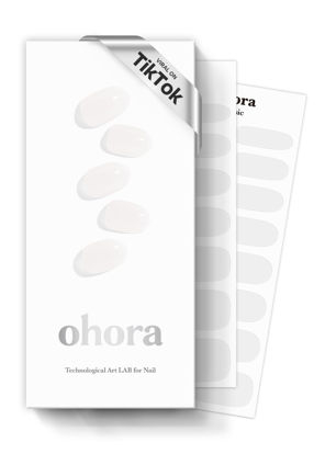 Picture of ohora Semi Cured Gel Nail Strips (N Bare Crystal) - Works with Any Nail Lamps, Salon-Quality, Long Lasting, Easy to Apply & Remove - Includes 2 Prep Pads, Nail File & Wooden Stick