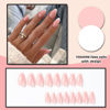 Picture of YOSOMK French Tip Press On Nails Medium Almond Fake Nails with Designs Nude Stick on Acrylic Nails Glossy Full Cover False Nails for Women