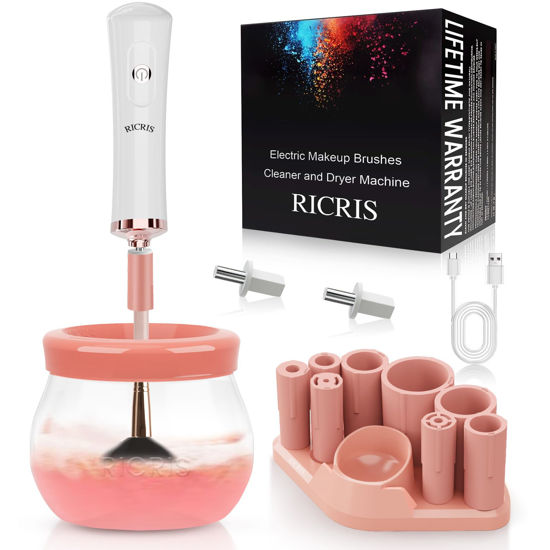 Picture of RICRIS Electric Makeup Brush Cleaner Machine - Ultra Fast USB Make Up Brush Washer and Dryer - Automatic Cosmetic Brush Cleanser Tool Clean and Dry in Seconds for Beauty Women, Girls