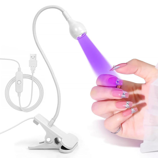 Picture of Geisofu UV Nail Lamp, White, Metal, 3W LED, Dual Wavelength, Dimmable, USB Powered, Flexible, Compact, Easy to Use