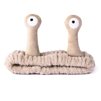 Picture of Face Wash Headband, Palm and Snail Spa Hair Bands Makeup Headbands Women Cartoon Cute Coral Fleece Elastic Headband Creative Hair Accessories for Washing Face Shower Sports Beauty Skincare (Khaki)