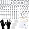 Picture of A-minusone 84 PCS Body Septum Piercing Kit 14G 16G Tools for Nose Tongue Lip Ear Eyebrow Belly Button Cartilage Tragus Industrial Barbell Helix Daith Piercing Jewelry Clamps