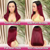 Picture of HIRIREMY 16 Inch Ombre 1B/99J Burgundy Lace Front Wigs Human Hair Bob 13x4 HD Glueless Short Straight Frontal Bob Wigs for Black Women Human Hair Pre Plucked Hairline Ombre Dark 99J