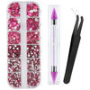 Picture of Canvalite 1500PCS Rhinestones Flat Back Gems, Nail Rhinestones Nail Art Gems with Pick Up Tweezers and Rhinestone Picker Dotting Pen, Nail Art Tools for Nails, Clothes, Face, Craft