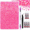Picture of Canvalite 28000PCS Resin Jelly Rhinestones for Crafting,Hot Pink AB Flatback Gems, Bedazzling Crystal with 5x2.5g B7000 Jewelry Glue and Tweezers Dotting pen for DIY Crafts Clothing Shoes Nail Art