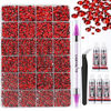 Picture of Canvalite 28000PCS Resin Jelly Rhinestones for Crafting,Red Flatback Gems, Bedazzling Crystal with 5Pcs 2.5g B7000 Jewelry Glue and Tweezers and Dotting pen for DIY Crafts Clothing Shoes Nail Art