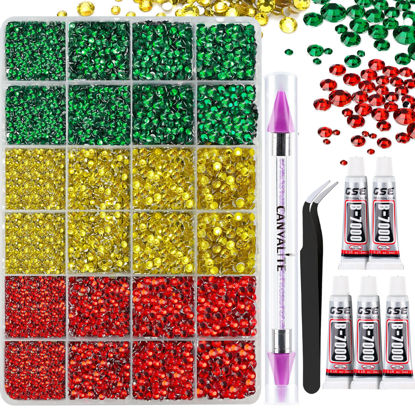 Picture of Canvalite 28000PCS Resin Jelly Rhinestones for Crafting, Christmas Flatback Gems, Bedazzling Crystal with 5x2.5g B7000 Jewelry Glue and Tweezers Dotting pen for DIY Crafts Clothing Shoes Nail Art