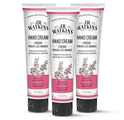 Picture of J.R. Watkins Natural Moisturizing Hand Cream, Hydrating Hand Moisturizer with Shea Butter, Cocoa Butter, and Avocado Oil, Cruelty Free, 3.3oz, Cherry Blossom, 3 Pack
