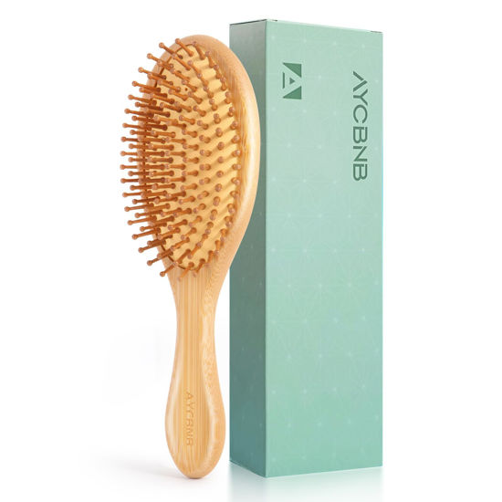 Picture of 2 Piece Bamboo Hair Brush for Hair Growth, Wooden Paddle Detangler Hairbrush with Natural Bamboo Bristles, For All Hair Types - Women & Men, Scalp Massage, Smooths Tangles & Knots