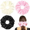 Picture of 9.5 inch Silk Scrunchies Oversized Scrunchie Jumbo Scrunchies Giant Silk Scrunchie Extra Large Satin Scrunchies Thick Elastic Fluffy Hair Ties for Women and Girls 3 Pack (Black, Pink, Ivory)
