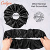 Picture of 9.5 inch Silk Scrunchies Oversized Scrunchie Jumbo Scrunchies Giant Silk Scrunchie Extra Large Satin Scrunchies Thick Elastic Fluffy Hair Ties for Women and Girls 3 Pack (Black, Pink, Ivory)