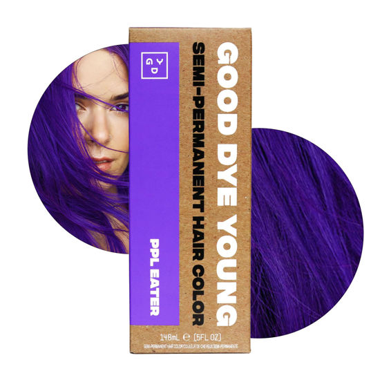 Picture of Good Dye Young Semi-Permanent Hair Color, Vegan and Cruelty-Free Purple Hair Dye, Last up to 24 Washes, Non-Damaging Conditioning Hair Color (5FL OZ, PPL Eater)