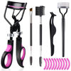 Picture of Eyelash Curlers Eyebrow Brush Kit for Women w Lash Curler, Eyelash Comb Seperator, Mascara Brushes, Eyelash Extension Tweezers, Angled Eyebrow Brush and Comb, 10 Silicone Refills Pads for Lash & Brow