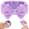 Picture of Shintop Spa Headband, Soft Makeup Headband with Cute Bow Elastic Face Wash Hairband for Skincare Facial Mask Showers（Purple）