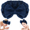 Picture of Shintop Face Wash Headband, Soft Spa Headband Carol Fleece Makeup Headwear with Cute Bow Elastic Hairband for Skincare Facial Mask Showers（Navy blue）
