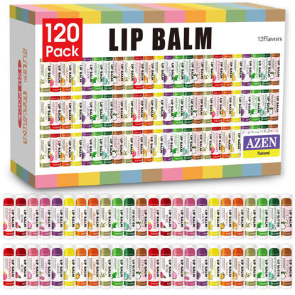 Picture of AZEN 120 Pack Lip Balm, Natural Lip Balm Bulk, Lip Care Product, Moisturizing Lip Balm for dry cracked lips