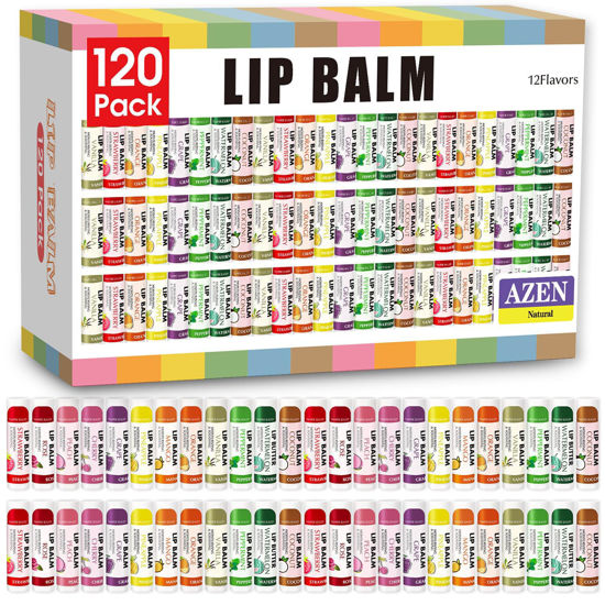 Picture of AZEN 120 Pack Lip Balm, Natural Lip Balm Bulk, Lip Care Product, Moisturizing Lip Balm for dry cracked lips