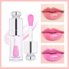 Picture of Hydrating Lip Glow Oil, Lip Oil Gloss Transparent Toot Tinted Nourishing Long Lasting Repairing Lightening Lip Lines (CLEAR TO PINK) 0.2 OZ
