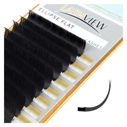 Picture of LASHVIEW Eyelash Extensions,Ellipse Flat Eyelash Extensions 0.20mm C Curl 11mm,Mink Black,Individual Lashes,Semi-Permanent Extremely Soft Professional Salon Use