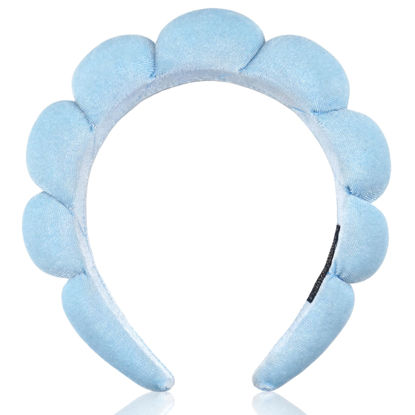 Picture of Ayesha Spa Headband for Women Sponge Headband for Washing Face Clouds Soft Hairband Makeup Headbands for Women Girls Shower Makeup Skincare (Blue)