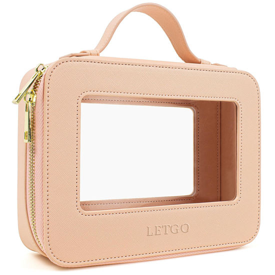 Picture of LETGO Clear Makeup Bags, TSA Approved Toiletry Bag with Zipper, Clear Makeup Organizer Fit Carry-on Travel Essentials,Clear Cosmetic Bags for Women Men (A-Nude)
