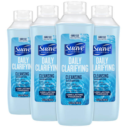 Picture of Suave Clarifying Shampoo, Family-Size 4-Pack - pH-Balanced & Hypoallergenic Daily Deep Cleansing Shampoo for Normal to Oily Hair, 22.5 Oz Ea