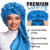 Picture of 2Pcs Bonnets for Black Women Braid Bonnet, Large Long Satin Bonnet for Braids, Silk Bonnet with Stretchy Tie Band Sleep Cap Hair (2Pcs-Black&Blue)