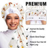 Picture of 2Pcs Bonnets for Black Women Braid Bonnet, Large Long Satin Bonnet for Braids, Silk Bonnet with Stretchy Tie Band Sleep Cap Hair (2Pcs-Black-Silver Pattern)
