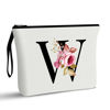 Picture of Vavabox A-Z Personalized Makeup Bag,Birthday Gifts for Women Mom,Gifts for Best Friend,Bride Bridesmaid Cosmetic bag (W, White)