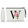 Picture of Vavabox A-Z Personalized Makeup Bag,Birthday Gifts for Women Mom,Gifts for Best Friend,Bride Bridesmaid Cosmetic bag (W, White)