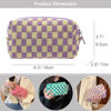 Picture of PAZIMIIK Checkered Makeup Bag for Purse Portable Zipper Make Up Pouch Small Cosmetic Case for Travel Accessories (Purple)