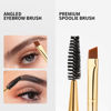 Picture of Docolor 3Pcs Duo Eyebrow Brush, Professional Eye Makeup Tool, Eyeshadow Brush and Spoolie Brush Black