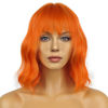 Picture of LANCAINI Wavy Wig With Bangs Women's Short Orange Wigs Curly Wavy Bob Synthetic Cosplay Wig for Girls Daily Use Colorful Wigs(12" Orange)