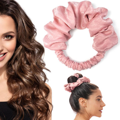 Picture of BLINKEEN Curling Scrunchie, Heatless Hair Curler to Sleep In, No Heat Curls for Long Hair, Soft Sleep Hair Roller (Pink, 1 Count)