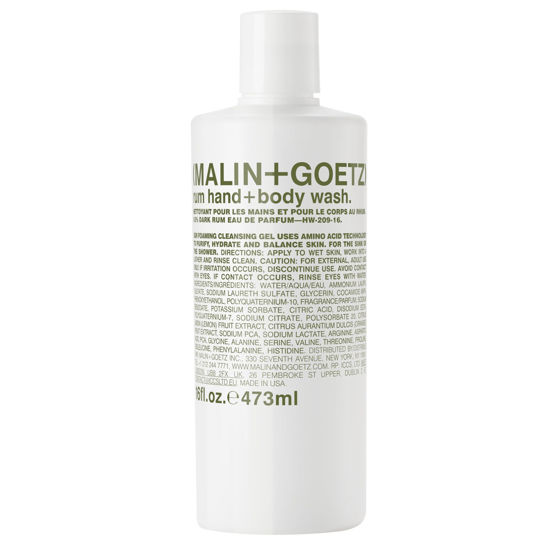 Picture of Malin + Goetz Rum Hand & Body Wash, 16 Fl. Oz. - Men & Women Natural Body Wash For All Skin Types, Foaming Hydrating Cleansing Gel, Cruelty-Free & Vegan