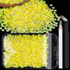 Picture of 4000pcs 4mm Resin Rhinestones Bulk, Lemon Yellow AB Flatback Round Jelly Rhinestones Bedazzling Non Hotfix Crystal Gems Large Quantity Wholesale for DIY Crafts Clothes Tumblers Face Makeup Manicure