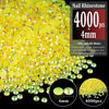 Picture of 4000pcs 4mm Resin Rhinestones Bulk, Lemon Yellow AB Flatback Round Jelly Rhinestones Bedazzling Non Hotfix Crystal Gems Large Quantity Wholesale for DIY Crafts Clothes Tumblers Face Makeup Manicure