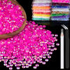 Picture of 2500pcs 5mm Resin Rhinestones Bulk, Hot Pink AB Flatback Round Jelly Rhinestones Bedazzling Non Hotfix Crystal Gems Large Quantity Wholesale for DIY Crafts Clothes Tumblers Face Makeup Manicure